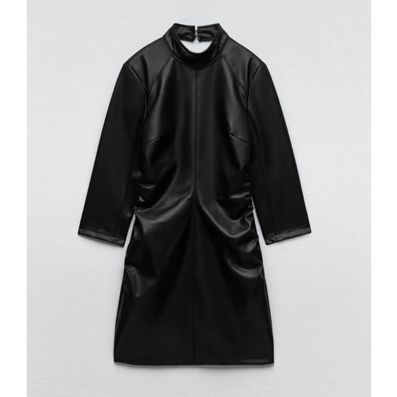 NWT Zara Faux Leather Cutout Back Mini Dress, Size M - Picture 7 of 10